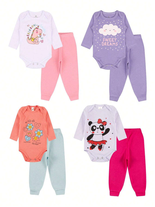 |BabyGirl| Kit Body e Calça Bebê 3 Peças – Manga Longa