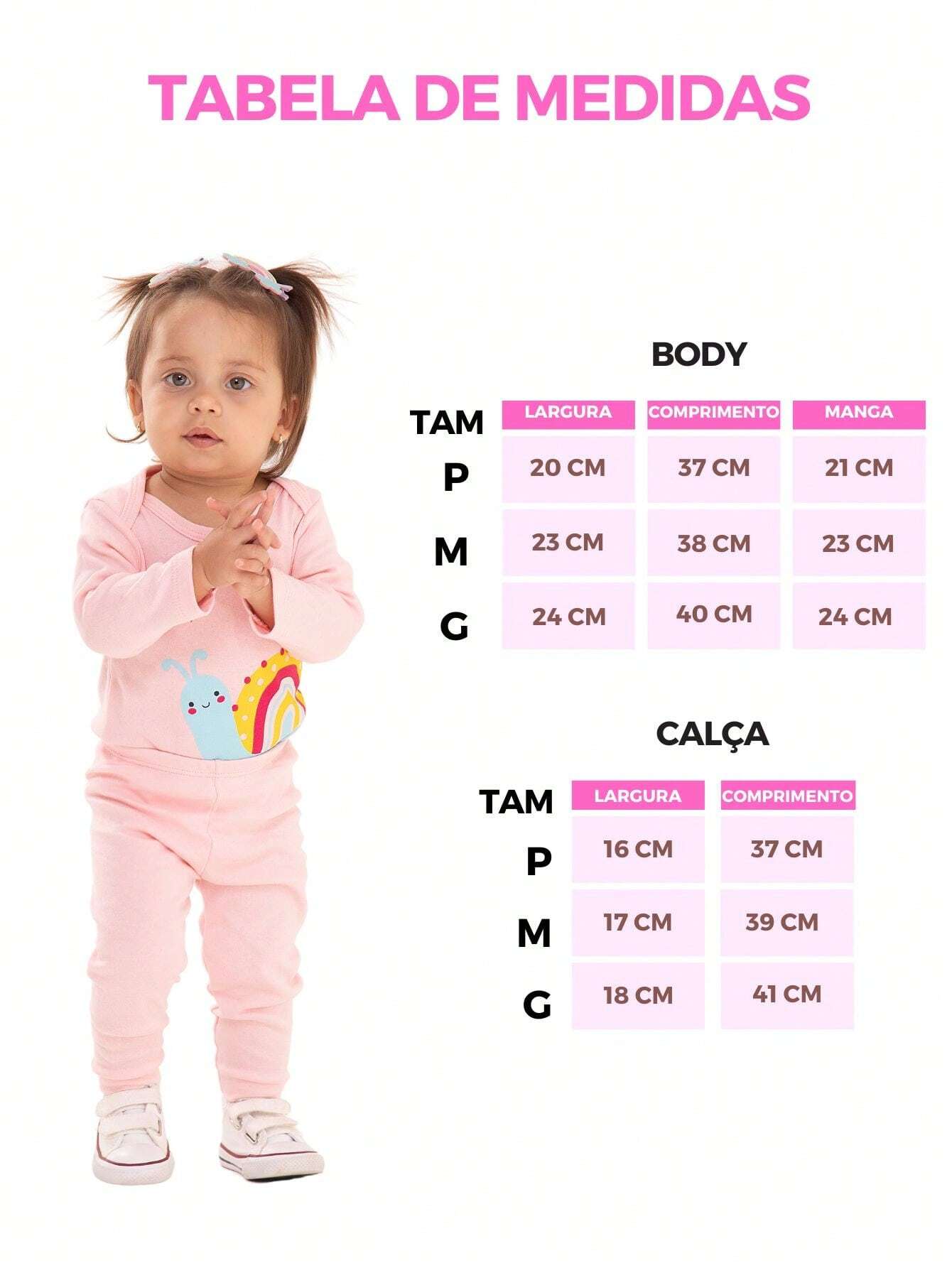 |BabyGirl| Kit Body e Calça Bebê 3 Peças – Manga Longa