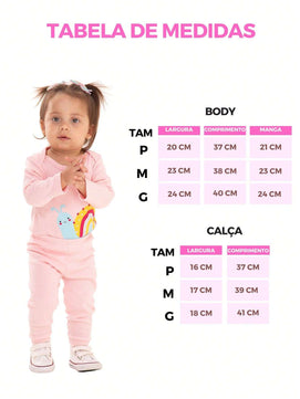 |BabyGirl| Kit Body e Calça Bebê 3 Peças – Manga Longa