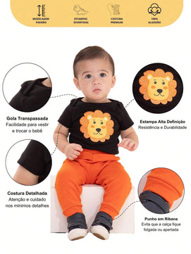 |BabyBoy| Kit Body e Calça Bebê Menino 3 Peças – Manga Longa