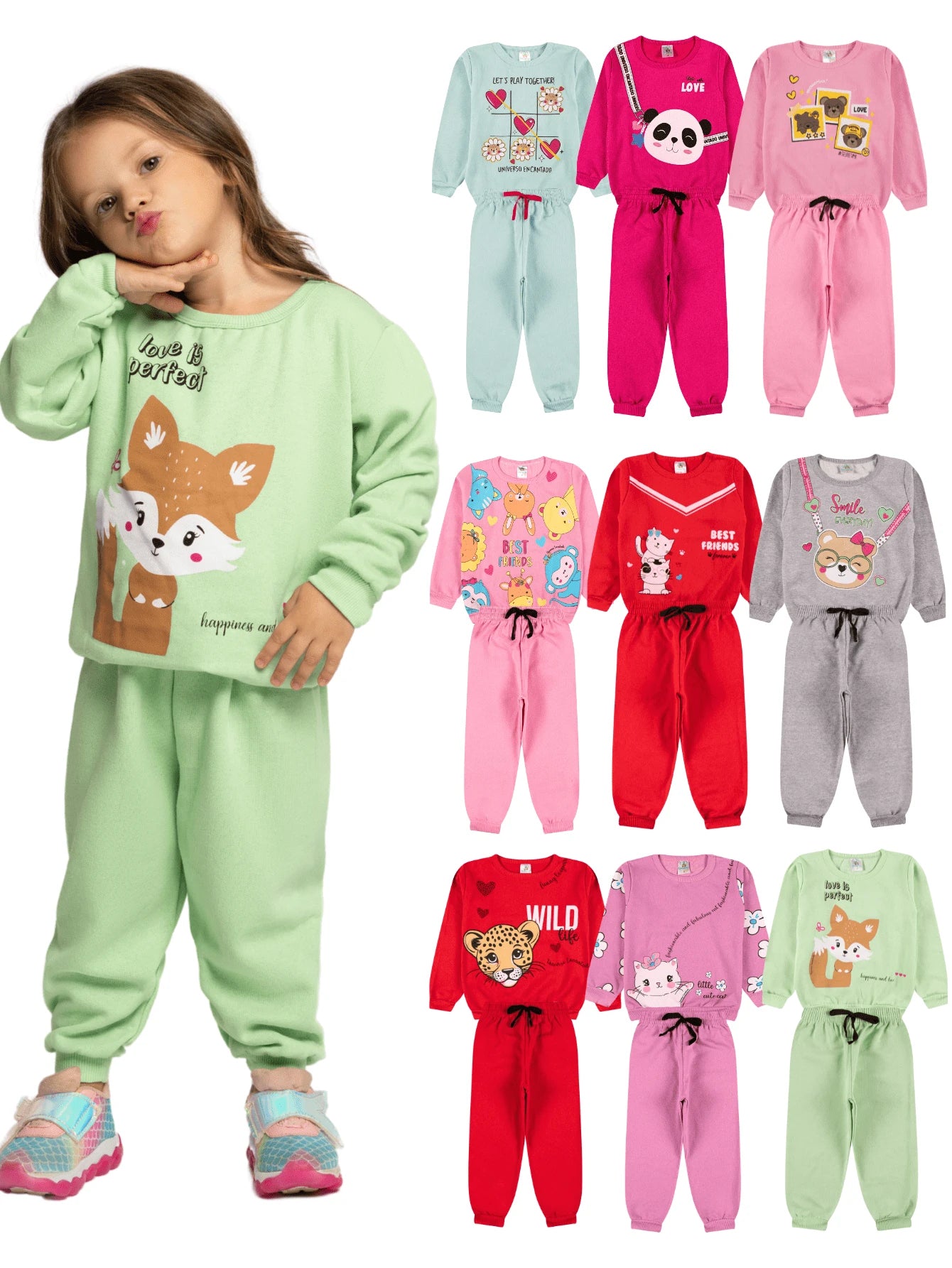 |BabyGirl| Kit 10 Peças Inverno – 5 Casacos + 5 Calças | PipiLoo