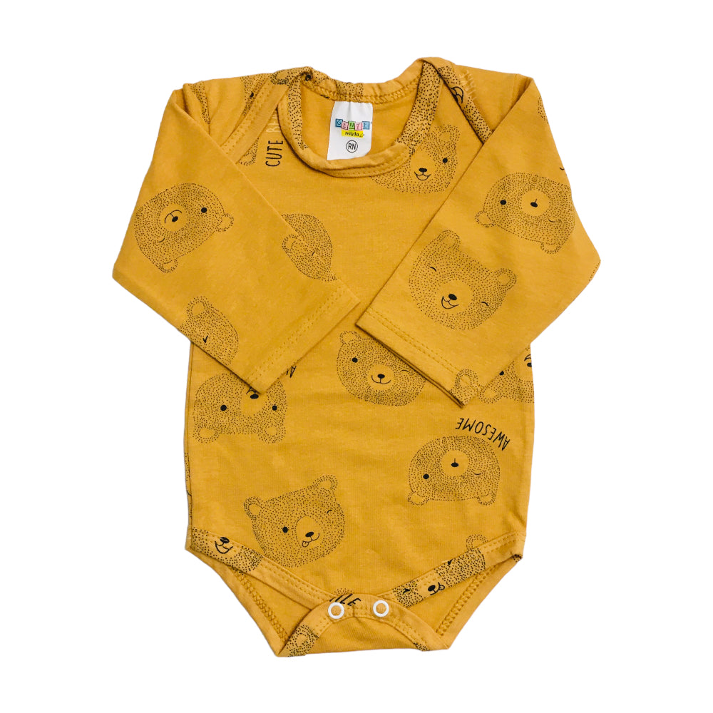 Body Feminina Gente Miuda Manga Longa Cotton Estampado