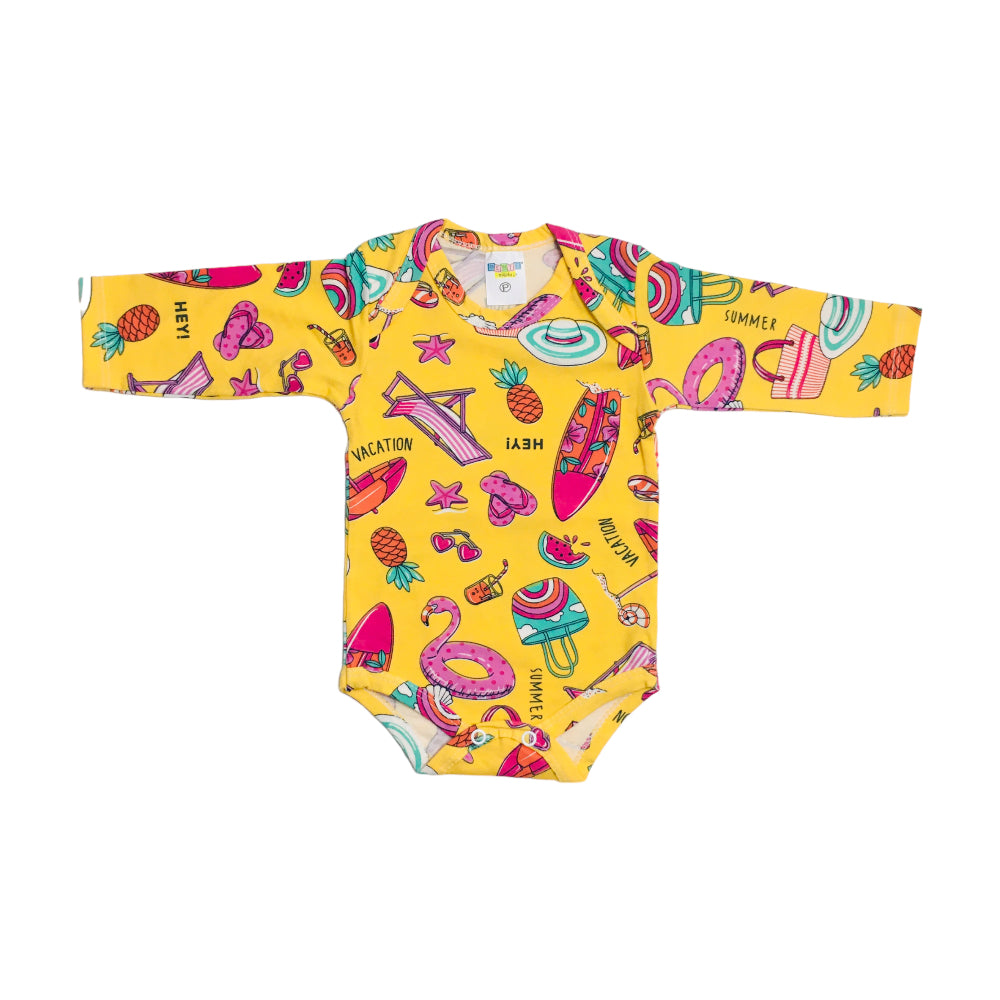 Body Feminina Gente Miuda Manga Longa Cotton Estampado