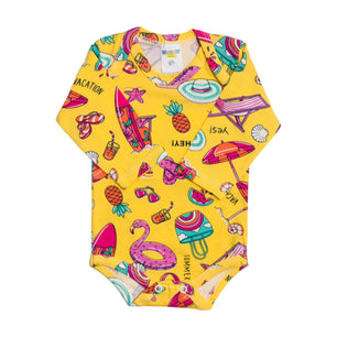 Body Feminina Gente Miuda Manga Longa Cotton Estampado