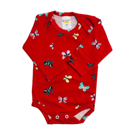 Body Feminino Gente Miuda Manga Longa Cotton Estampado Borboleta