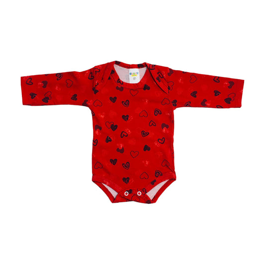 Body Feminino Gente Miuda Manga Longa Cotton Estampado Corações