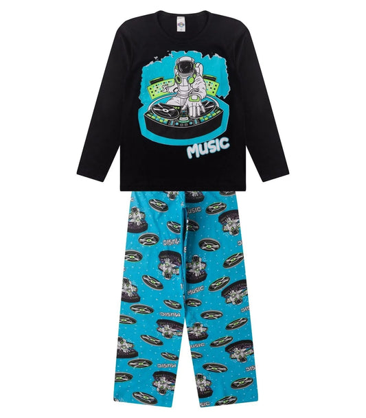 Conjunto de Pijama Masculino manga longa que brilha no escuro! Veste do 10 ao 14