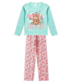 Conjunto de Pijama Feminino manga longa que brilha no escuro! Veste do 10 ao 14
