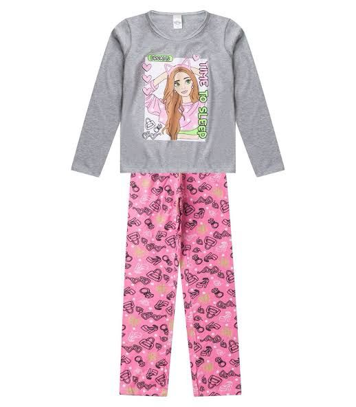 Conjunto de Pijama Feminino manga longa que brilha no escuro! Veste do 10 ao 14