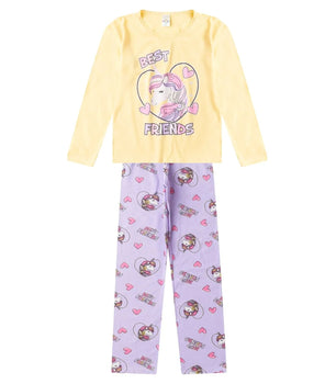 Conjunto de Pijama Feminino manga longa que brilha no escuro! Veste do 10 ao 14